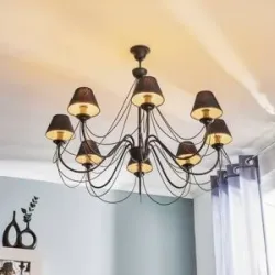 Kronleuchter Bona Euluna, dimmbar, schwarz, für Wohn- / Esszimmer, Metall, Kronleuchter