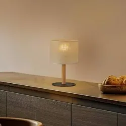 Tischleuchte Deva Nature, Textil, Holz Nature TK Lighting, Holz hell, für Wohn- / Esszimmer, Holz, Skandinavisch