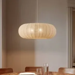 Hängelampe Helin Lindby, dimmbar, creme / amber, für Wohn- / Esszimmer, Textil / Stoff / Seide, Skandinavisch, Pendelleuchte