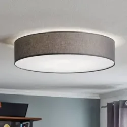 Deckenlampe Rondo TK Lighting, dimmbar, alu / grau / zink, für Schlafzimmer, Textil / Stoff / Seide, Modern, Deckenlampe