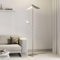 LED Deckenfluter Parthena Lucande, dimmbar, alu / grau / zink, für Wohn- / Esszimmer, Metall, Modern, LED Stehlampe