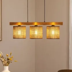 Holz Hängelampe Forest Duolla, dimmbar, braun / rost, für Wohn- / Esszimmer, Holz, Pendelleuchte