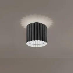 Deckenlampe Aria Duolla, dimmbar, schwarz, für Wohn- / Esszimmer, Textil / Stoff / Seide, Deckenlampe