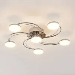 LED Deckenlampe Rouven Lindby, chrom / silber, für Wohn- / Esszimmer, Metall, Modern, LED Deckenleuchte
