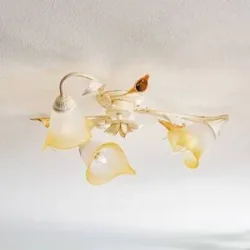 Deckenlampe Lucrezia ONLI, dimmbar, creme / amber, für Wohn- / Esszimmer, Glas, Landhaus / Rustikal, Deckenlampe