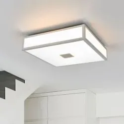 Deckenlampe Eniola Lindby, dimmbar, chrom / silber, für Badezimmer, Kunststoff, Modern, Deckenlampe