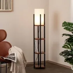 Stehlampe Shelf Opviq, schwarz, für Wohn- / Esszimmer, Metall, Modern, Stehlampe
