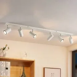 Lindby Deckenstrahler Joffrey, 116 cm, weiß, 6-flg., GU10 Joffrey Lindby, dimmbar, weiß / opal, für Wohn- / Esszimmer, Metall, Modern, Strahler
