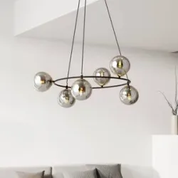 Glas Hängelampe Glassy Euluna, dimmbar, schwarz, für Wohn- / Esszimmer, Glas, Modern, Pendelleuchte