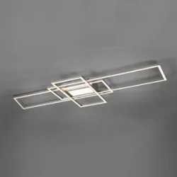Deckenlampe Carphira Grau Metall 105 cm 6.5 cm - Farbe: Nickel matt - LED - Lichtfarbe: Warmweiss - Kaltes Tagesweiss - Deckenlampe- LED