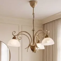 Kronleuchter Flora Luminex, dimmbar, messing / gold, für Wohn- / Esszimmer, Glas, Landhaus / Rustikal, Kronleuchter