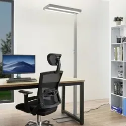 Stehlampe Logan Pro Arcchio, dimmbar, alu / grau / zink, für Arbeitszimmer / Büro, Aluminium, Modern