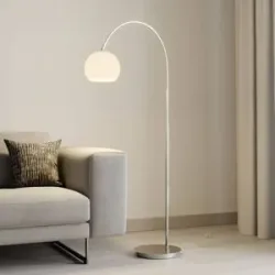 Bogenlampe Cynthia Lindby, alu / grau / zink, für Wohn- / Esszimmer, Glas, Modern, Stehlampe