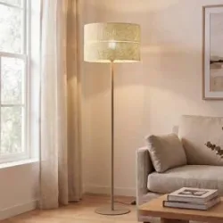 Stehlampe Calma TK Lighting, creme / amber, für Wohn- / Esszimmer, Stehlampe