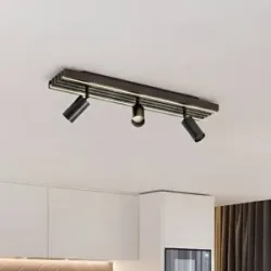 Lucande LED-Deckenstrahler Tiron, 3-flg., 70 cm, Eiche Tiron Lucande, dimmbar, Holz dunkel, für Wohn- / Esszimmer, Holz, Modern, LED Deckenlampe
