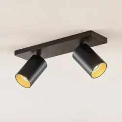 Arcchio Strahler Brinja, schwarz, eckig, Ø 6cm, 2-fig., GU10 Brinja Arcchio, dimmbar, schwarz, für Flurbereich, Aluminium, Modern, Strahler