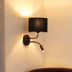Wandlampe Roller Duolla, schwarz, für Wohn- / Esszimmer, Metall, Wandleuchte, Wandlampe Innen