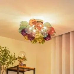 Deckenlampe Diborah Lucande, dimmbar, Multicolour, für Wohn- / Esszimmer, Glas, Design, Deckenlampe