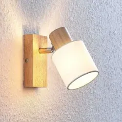 Lindby Spot Wanessa, Holz, weiß, E14, 14 cm, verstellbar Wanessa Lindby, dimmbar, Holz hell, für Wohn- / Esszimmer, Holz, Modern, Strahler