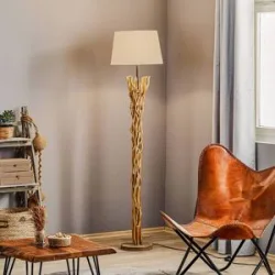 Stehlampe Agar ONLI, creme / amber, für Wohn- / Esszimmer, Textil / Stoff / Seide, Stehlampe