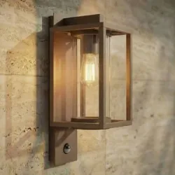 Aussenwandleuchte mit Bewegungsmelder Ferda Lucande, dimmbar, braun / rost, Aluminium, Modern