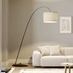 Euluna Bogenlampe Alice Nowodvorski Lighting, braun / rost, für Wohn- / Esszimmer, Textil / Stoff / Seide, Modern, Stehlampe