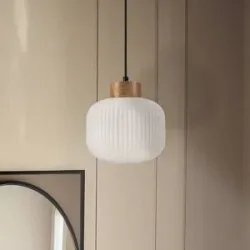 Glas Hängelampe Harmony Lamkur, dimmbar, weiß / opal, für Wohn- / Esszimmer, Glas, Skandinavisch, Pendelleuchte