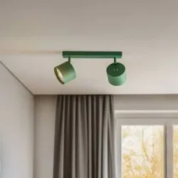 Deckenspot Chloe verstellbar zweiflammig, grün Argon, dimmbar, grün, für Wohn- / Esszimmer, Metall, Modern