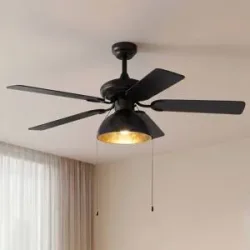 Lucande Deckenventilator mit Licht Shamoian, leise, Ø 130 cm Shamoian, schwarz, für Wohn- / Esszimmer, Metall, Vintage