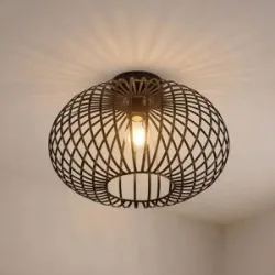 Deckenlampe Rosalea Lindby, dimmbar, schwarz, für Wohn- / Esszimmer, Metall, Modern, Deckenlampe