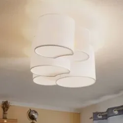 Deckenlampe Mona TK Lighting, dimmbar, weiß / opal, für Schlafzimmer, Textil / Stoff / Seide, Modern, Deckenlampe