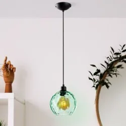 Glas Hängelampe Benek Opviq, dimmbar, grün, für Wohn- / Esszimmer, Glas, Junges Wohnen, Pendelleuchte