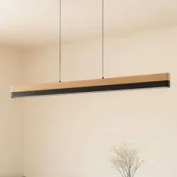 Holz Hängelampe Holven Lucande, dimmbar, Holz hell, für Wohn- / Esszimmer, Holz, Modern, Pendelleuchte