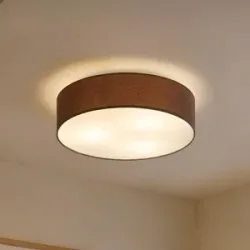 Deckenlampe Sebatin Lindby, dimmbar, braun / rost, für Schlafzimmer, Textil / Stoff / Seide, Modern, Deckenlampe