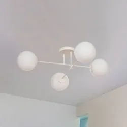 Deckenlampe Moon HELAM, dimmbar, creme / amber, für Wohn- / Esszimmer, Metall, Deckenlampe