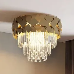 Kristall Deckenlampe Miraia Lucande, dimmbar, messing / gold, für Wohn- / Esszimmer, Edelstahl, Design, Deckenlampe