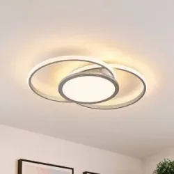 LED Deckenlampe Senne Lucande, dimmbar, alu / grau / zink, für Küche, Metall, Modern, LED Deckenleuchte