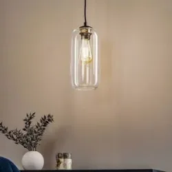 Glas Hängelampe Kaja Argon, dimmbar, klar / transparent, für Wohn- / Esszimmer, Glas, Modern, Pendelleuchte