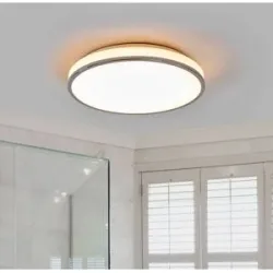 Deckenlampe Lyss Lindby, weiß / opal, für Badezimmer, Glas, Modern, Deckenlampe