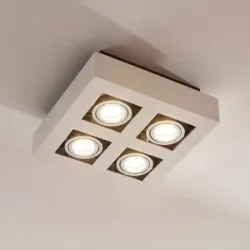 Arcchio Strahler Vince, 25 x cm, 4-flg., weiß/chrom, GU10 VINCE Arcchio, dimmbar, weiß / opal, für Flurbereich, Aluminium, Modern, Strahler