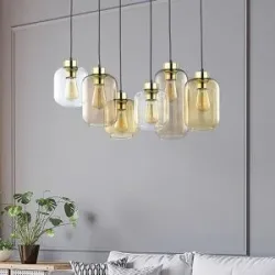 Glas Hängelampe Marco Brown TK Lighting, dimmbar, klar / transparent, für Wohn- / Esszimmer, Glas, Modern, Pendelleuchte