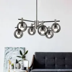 Deckenlampe Lilou Lamkur, dimmbar, alu / grau / zink, für Wohn- / Esszimmer, Glas, Deckenlampe