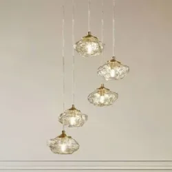 Glas Hängelampe Piatra Lindby, dimmbar, creme / amber, für Wohn- / Esszimmer, Glas, Modern, Pendelleuchte