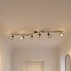 Deckenlampe Piena Lindby, dimmbar, schwarz, für Wohn- / Esszimmer, Metall, Modern, Deckenlampe