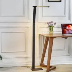 LED Stehlampe Salome Lucande, dimmbar, schwarz, für Arbeitszimmer / Büro, Aluminium, Modern, LED Stehlampe