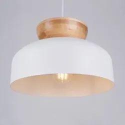 Hängelampe Marion SOLLUX LIGHTING, dimmbar, weiß / opal, für Wohn- / Esszimmer, Holz, Pendelleuchte