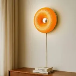 Wandlampe Fjora Lindby, dimmbar, gelb / orange, für Wohn- / Esszimmer, Glas, Design, LED Wandleuchte, Wandlampe Innen