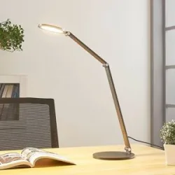 LED Schreibtischlampe Mion Lucande, dimmbar, alu / grau / zink, für Arbeitszimmer / Büro, Aluminium, Modern, LED Tischlampe
