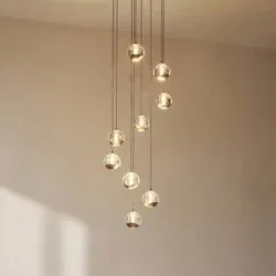 Glas Hängelampe Hayley Lucande, klar / transparent, für Wohn- / Esszimmer, Glas, Modern, Pendelleuchte