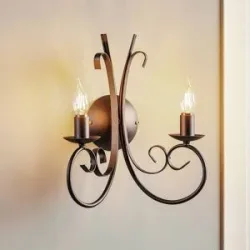 Wandlampe Pompei ONLI, dimmbar, schwarz, für Wohn- / Esszimmer, Metall, Landhaus / Rustikal, Wandleuchte, Wandlampe Innen